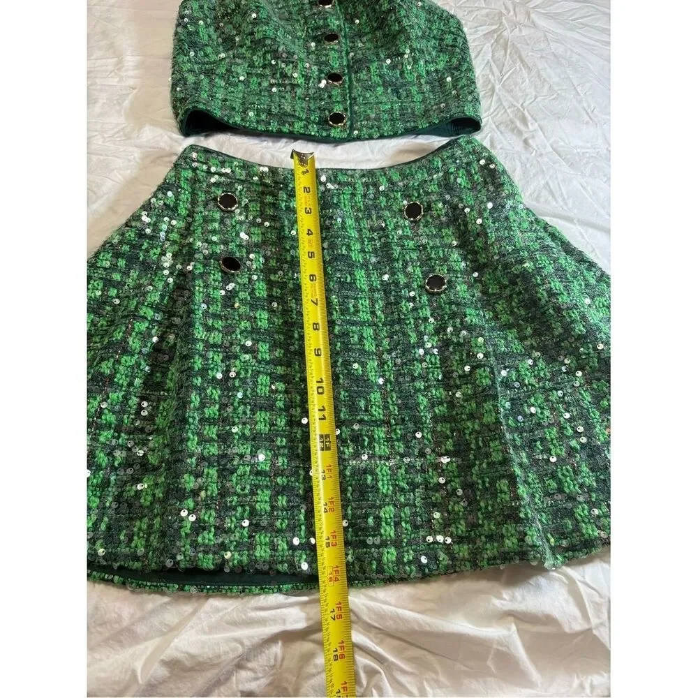 Antropologie Green Sequin Tweed Two-Piece Set - Picture 4 of 12